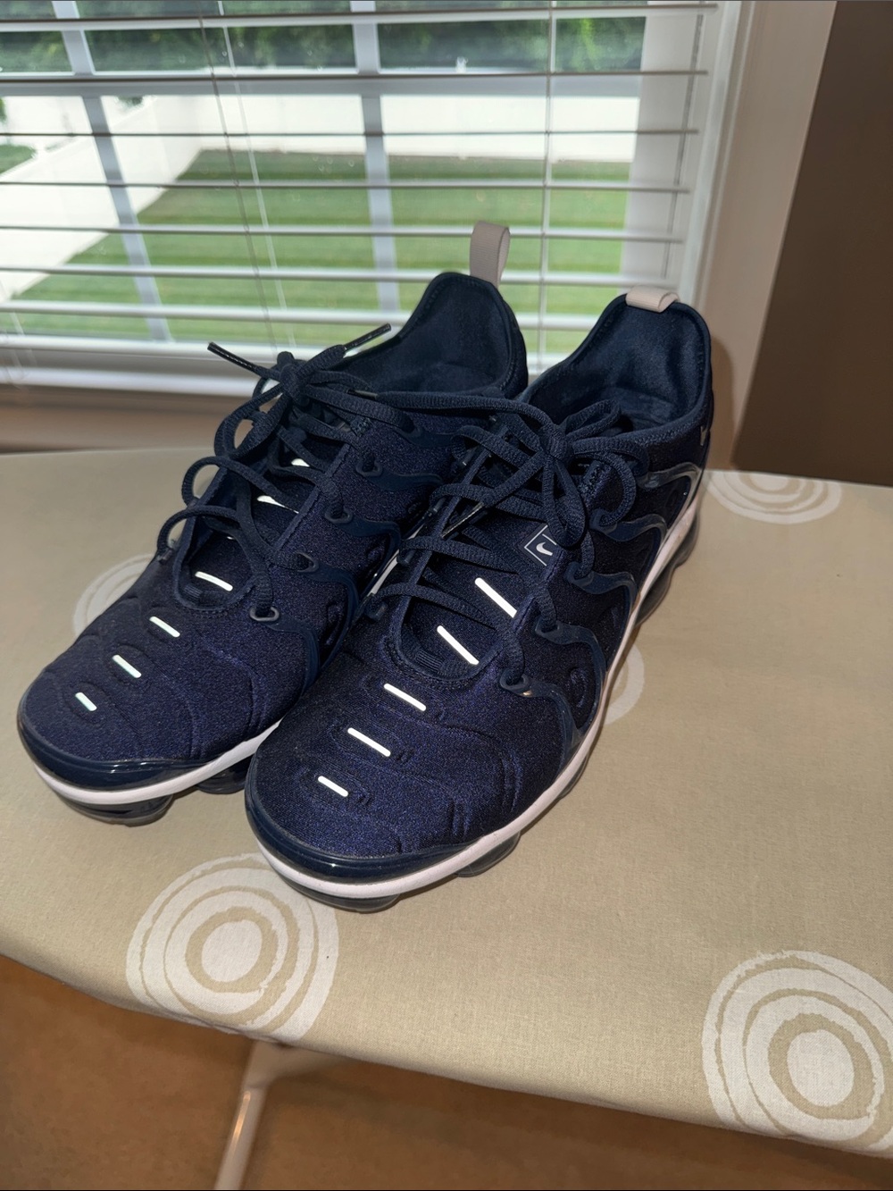 Nike Men's Navy and White Breathable Running Sneakers